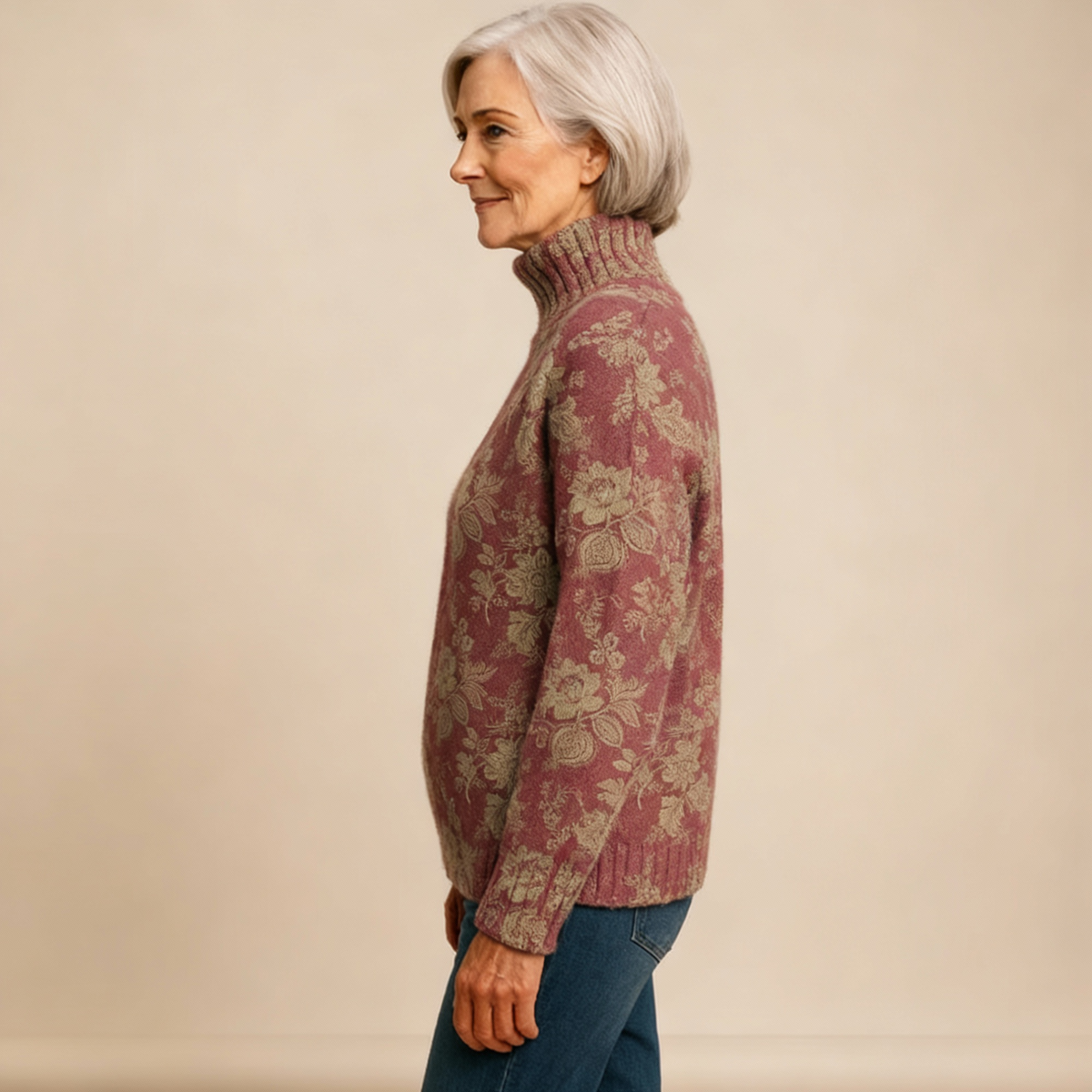 Harriet | Rose Print Turtleneck Jumper