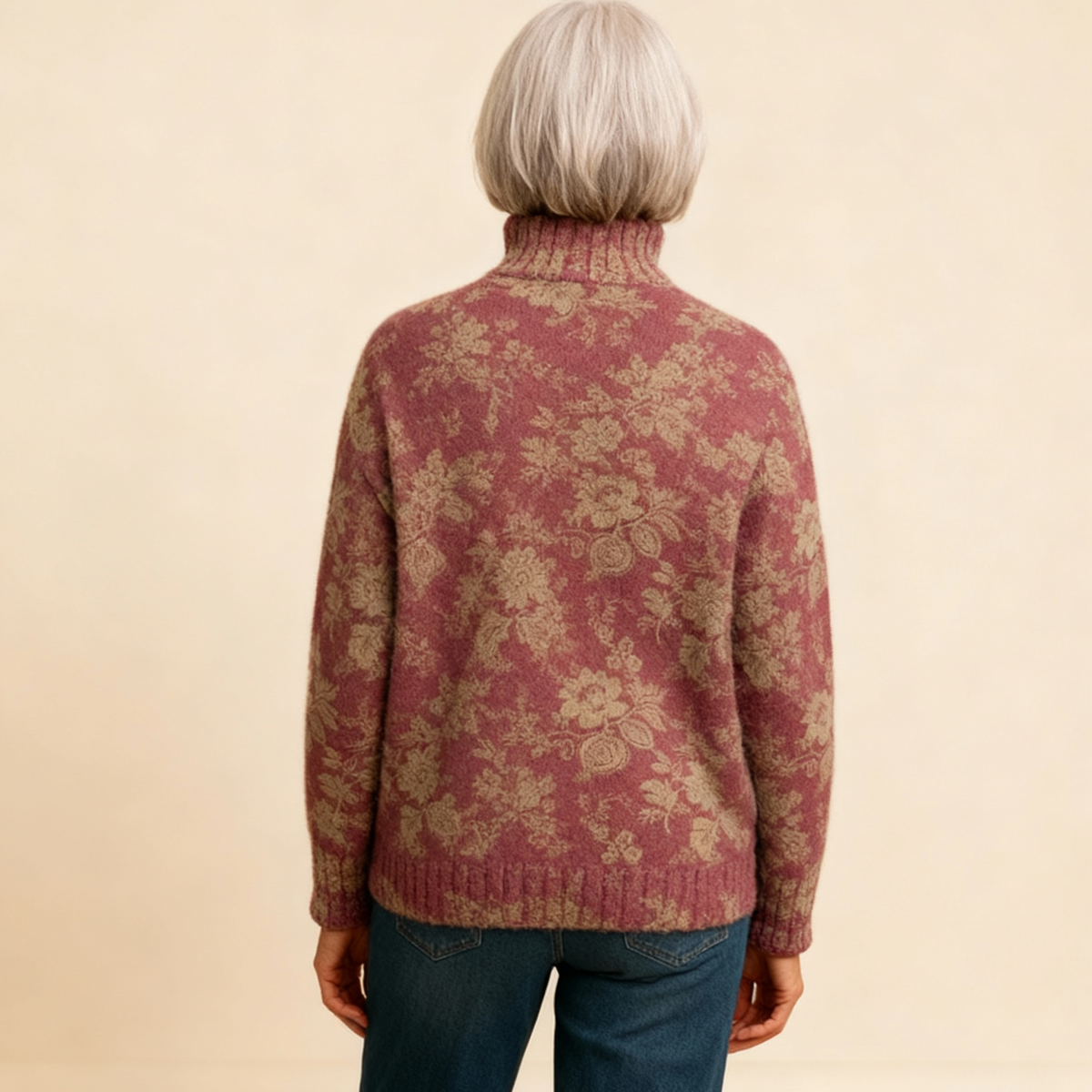 Harriet | Rose Print Turtleneck Jumper