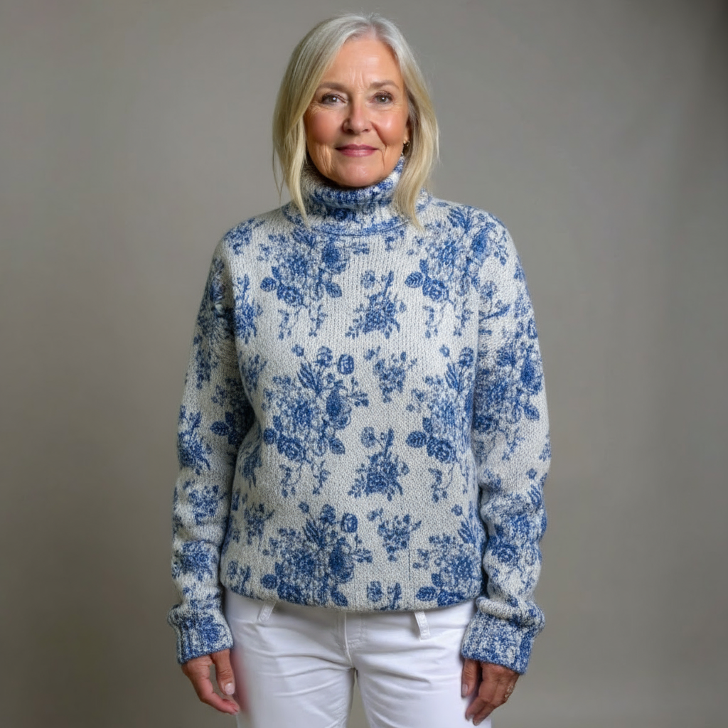Maisie | Blossom Print Turtleneck Jumper