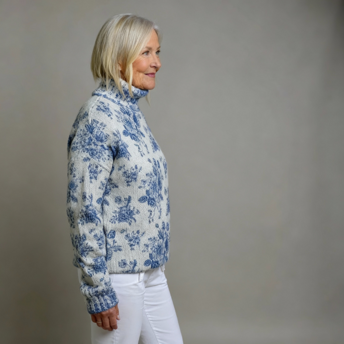 Maisie | Blossom Print Turtleneck Jumper