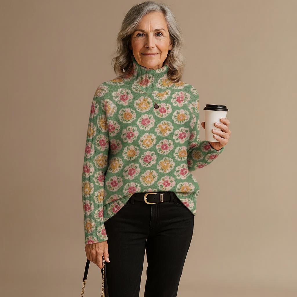 Beatrice | Floral Print Turtleneck Jumper
