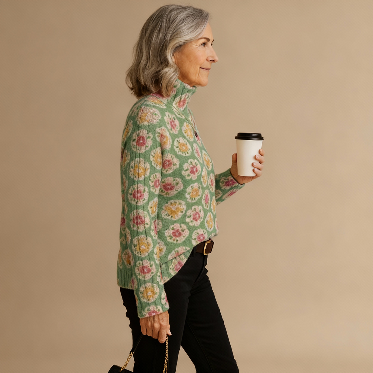 Beatrice | Floral Print Turtleneck Jumper