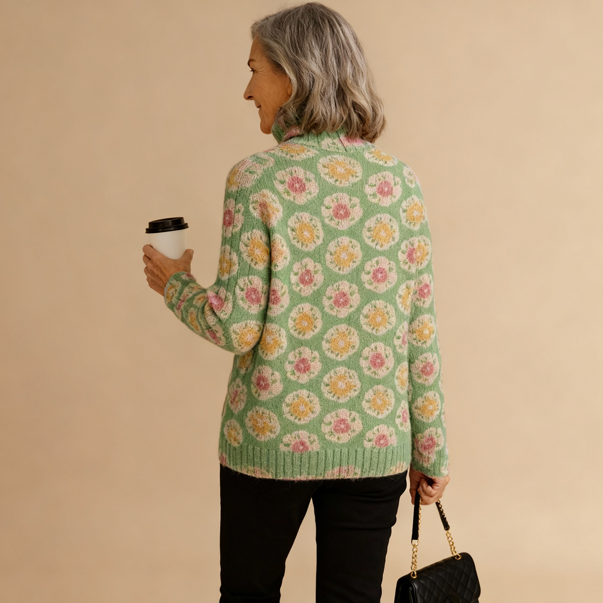 Beatrice | Floral Print Turtleneck Jumper