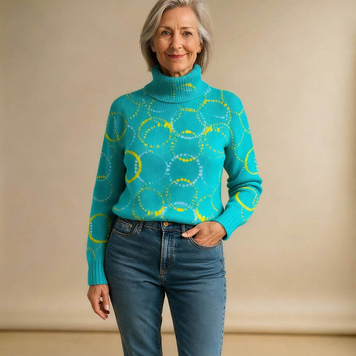 Matilda | Circle Print Turtleneck Jumper