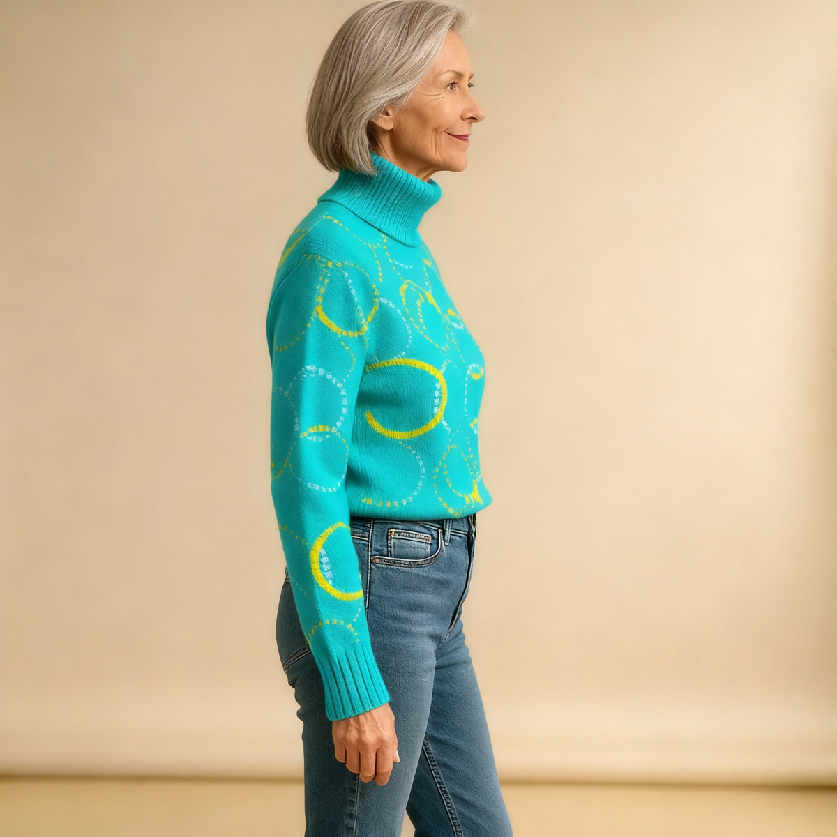 Matilda | Circle Print Turtleneck Jumper