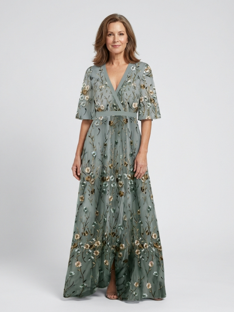 Emily | Floral V Neck Maxi Dress