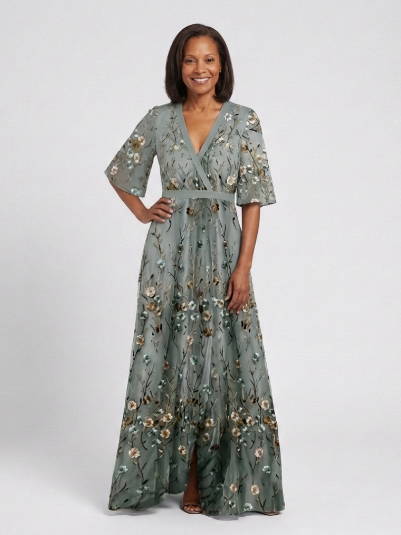 Emily | Floral V Neck Maxi Dress