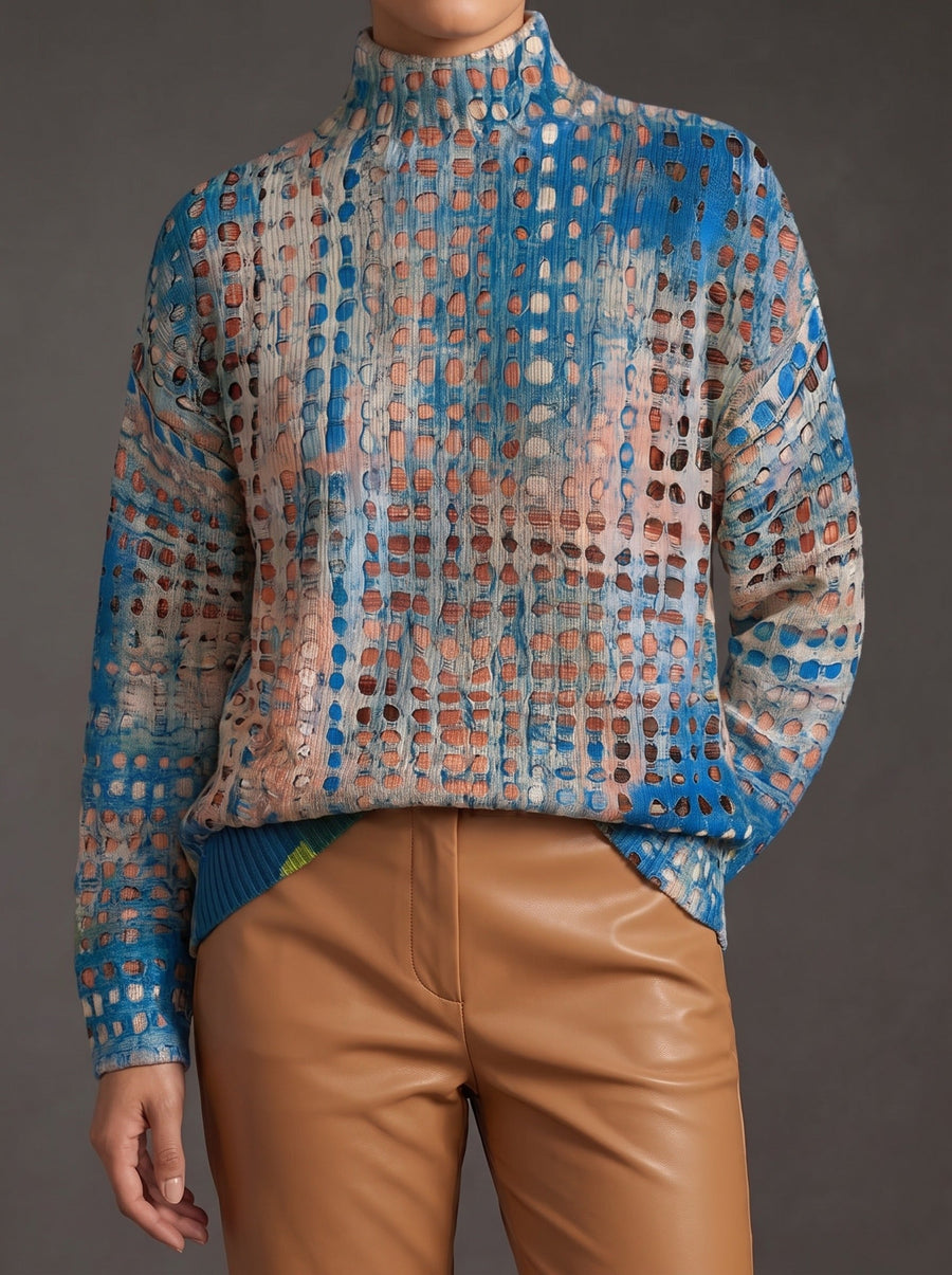 Havilah | Indigo Lattice Turtleneck Jumper