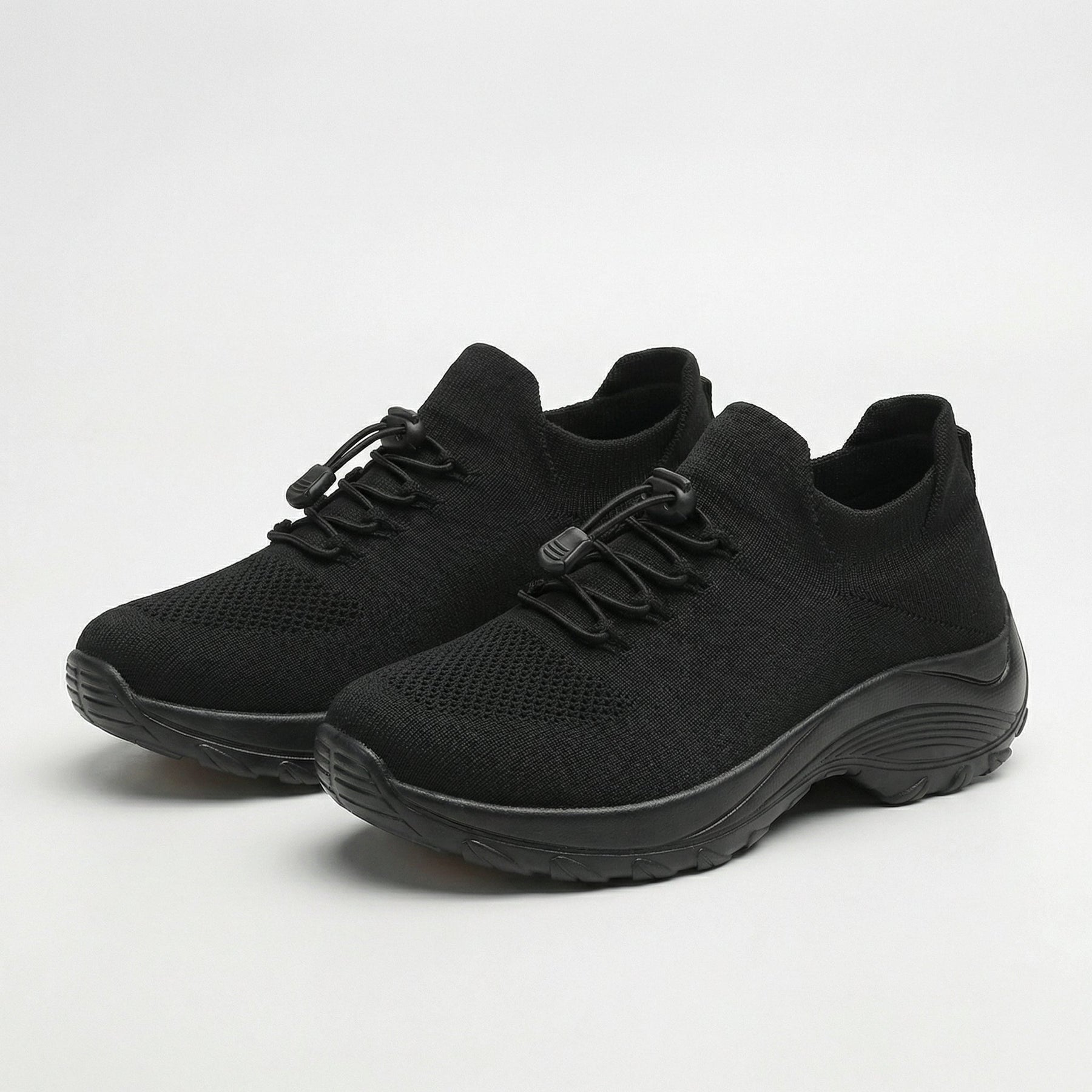 Linda | Knit Fabric Shoes in Green and Black