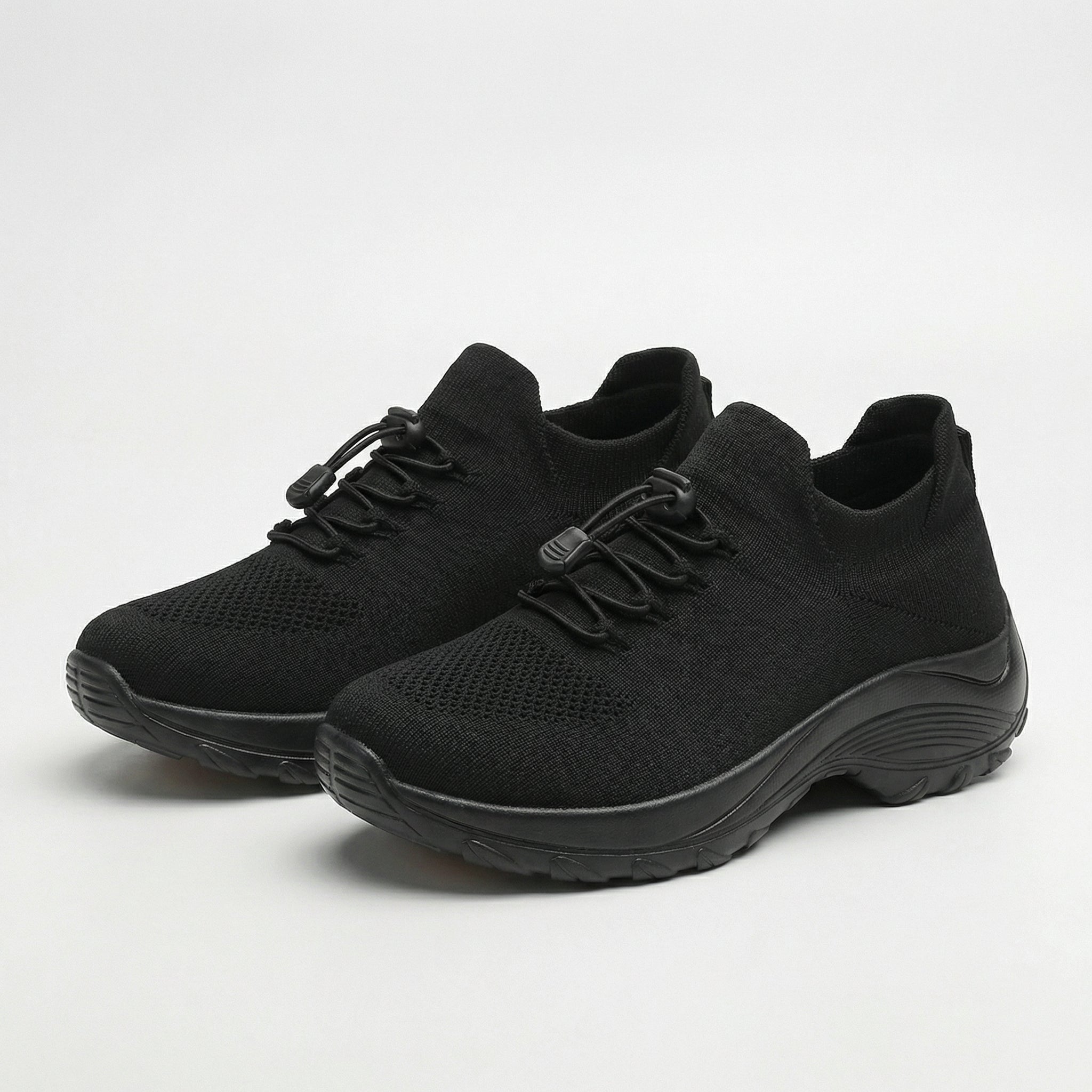 Linda | Knit Fabric Shoes in Green and Black