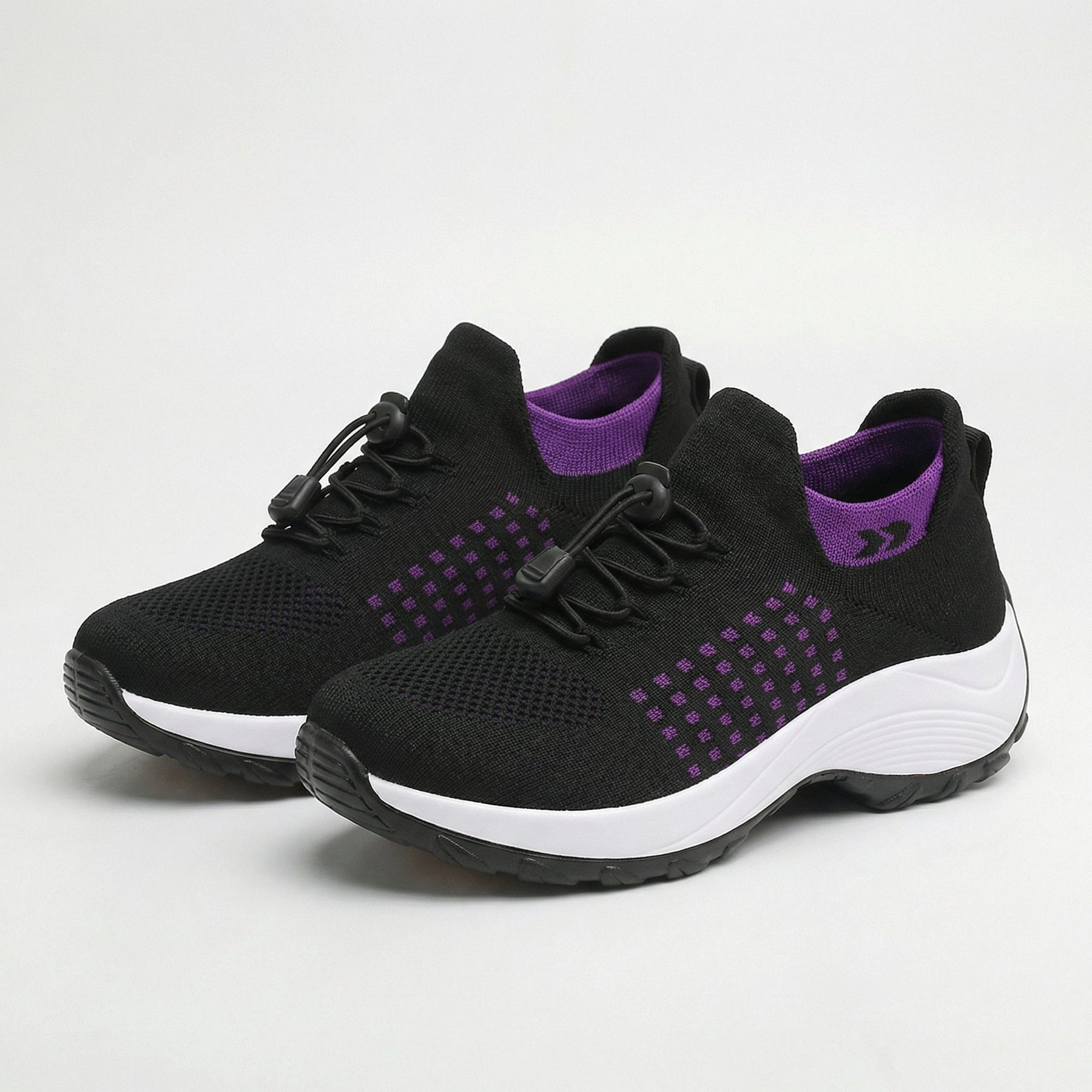 Ava | Knit Fabric Shoes in Purple and Black