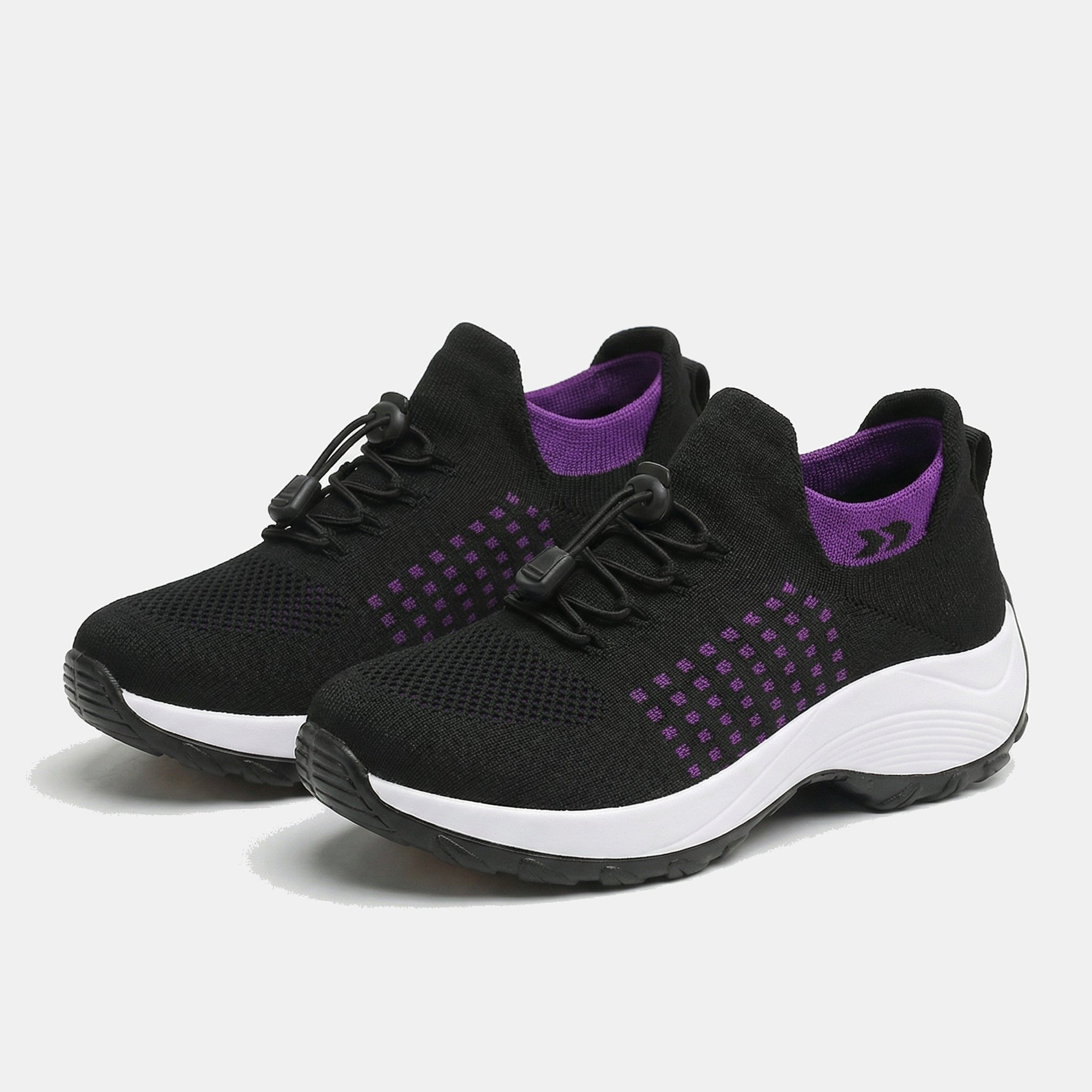Ava | Knit Fabric Shoes in Purple and Black