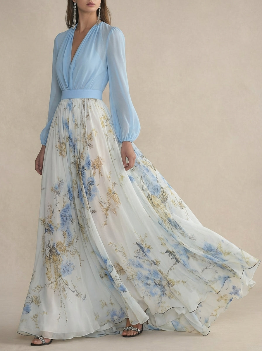 Cecelia | Floral Chiffon Maxi Dress