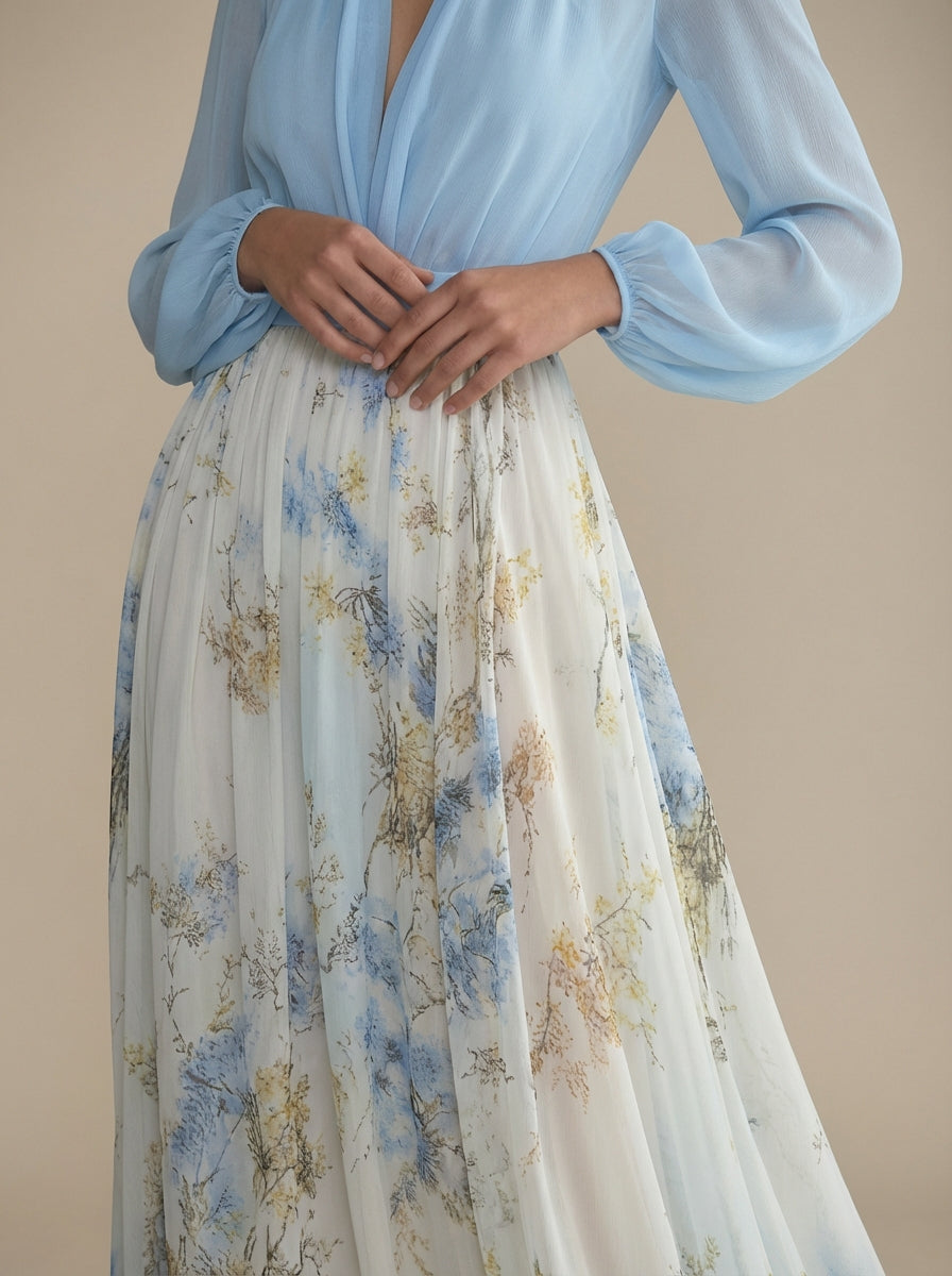 Cecelia | Floral Chiffon Maxi Dress