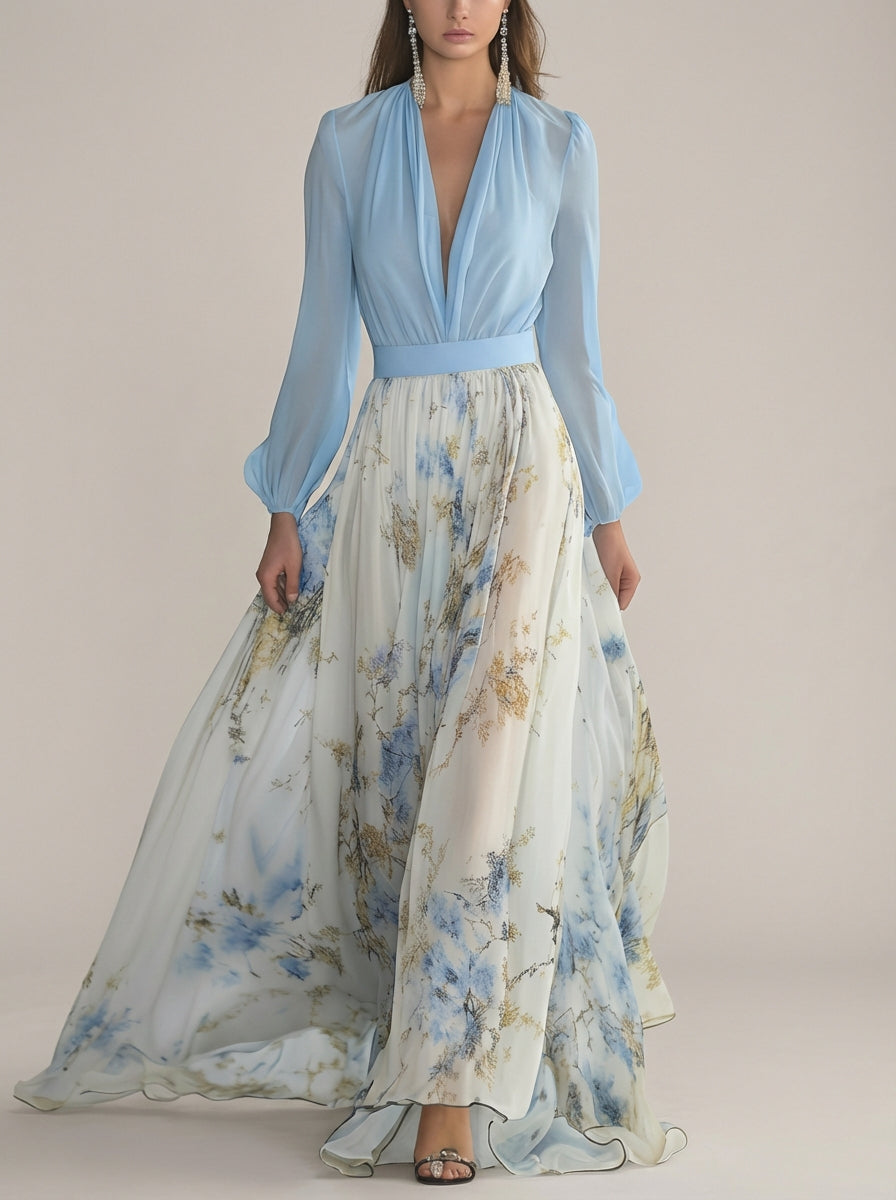 Cecelia | Floral Chiffon Maxi Dress