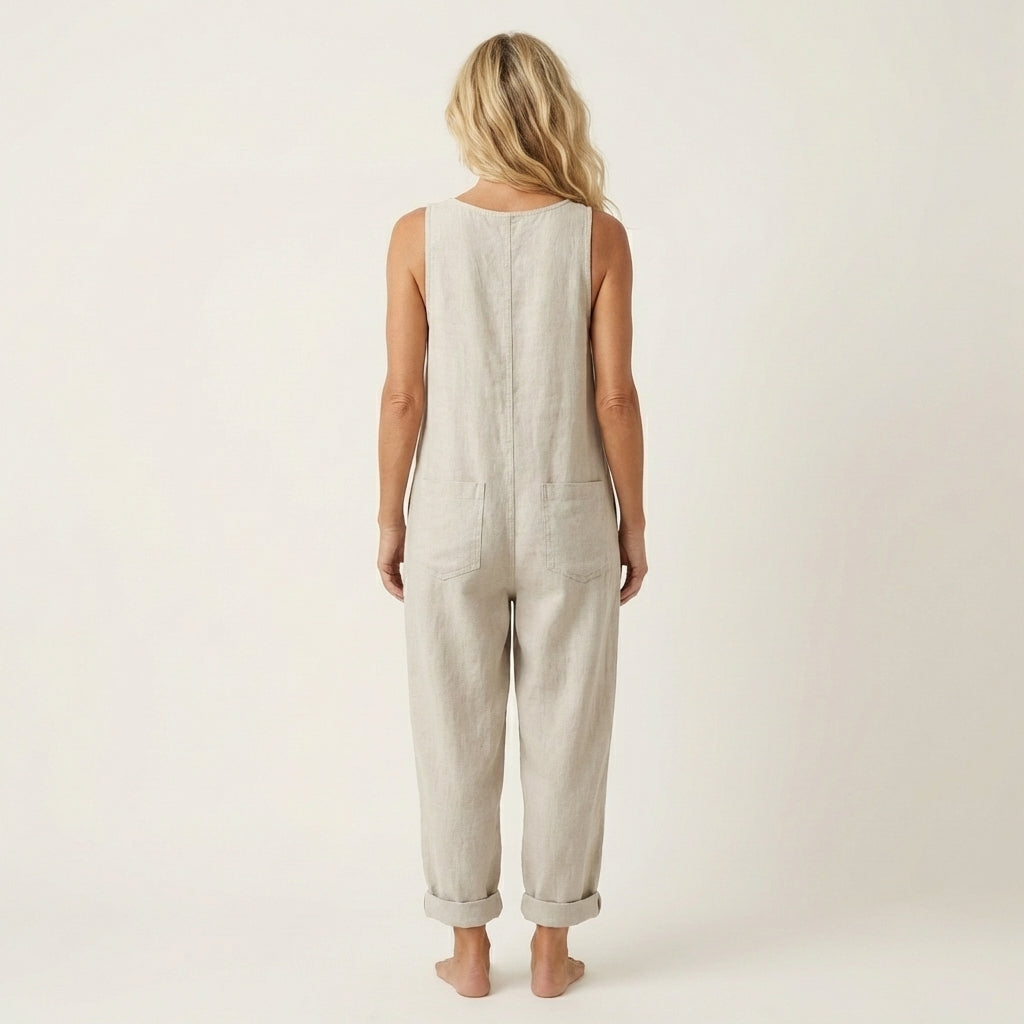 Liva | Button Strap Denim Jumpsuit