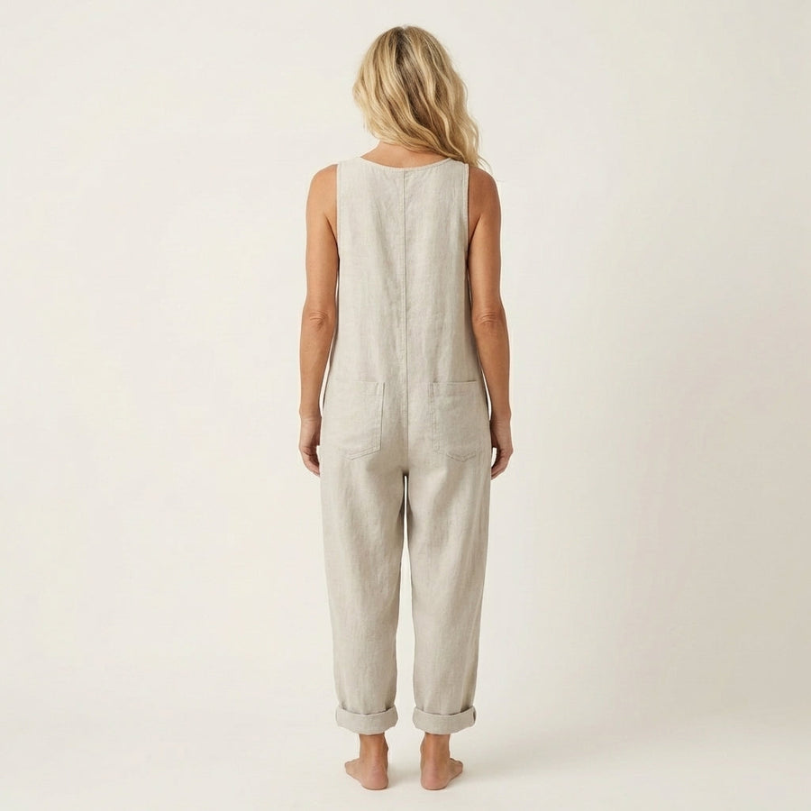 Liva | Button Strap Denim Jumpsuit