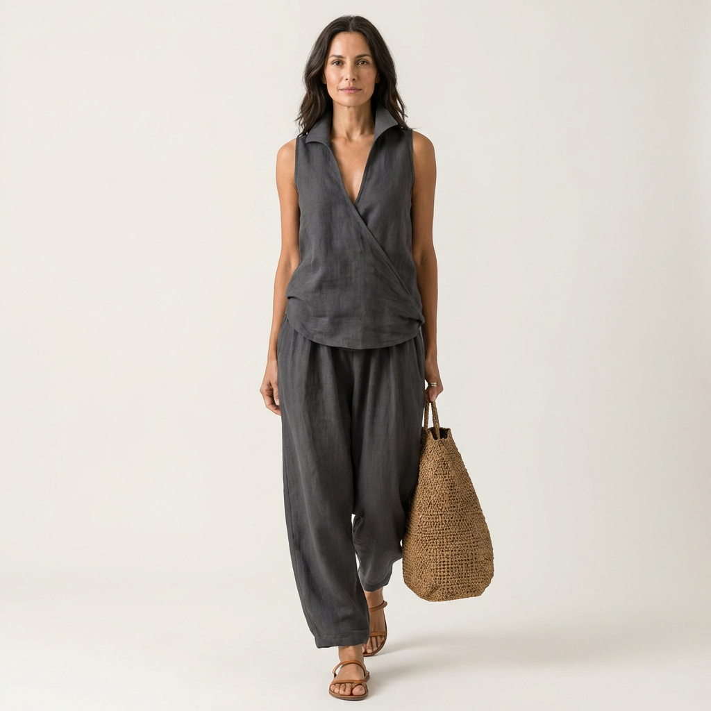 Twiila | Wrap Top And Wide Leg Set