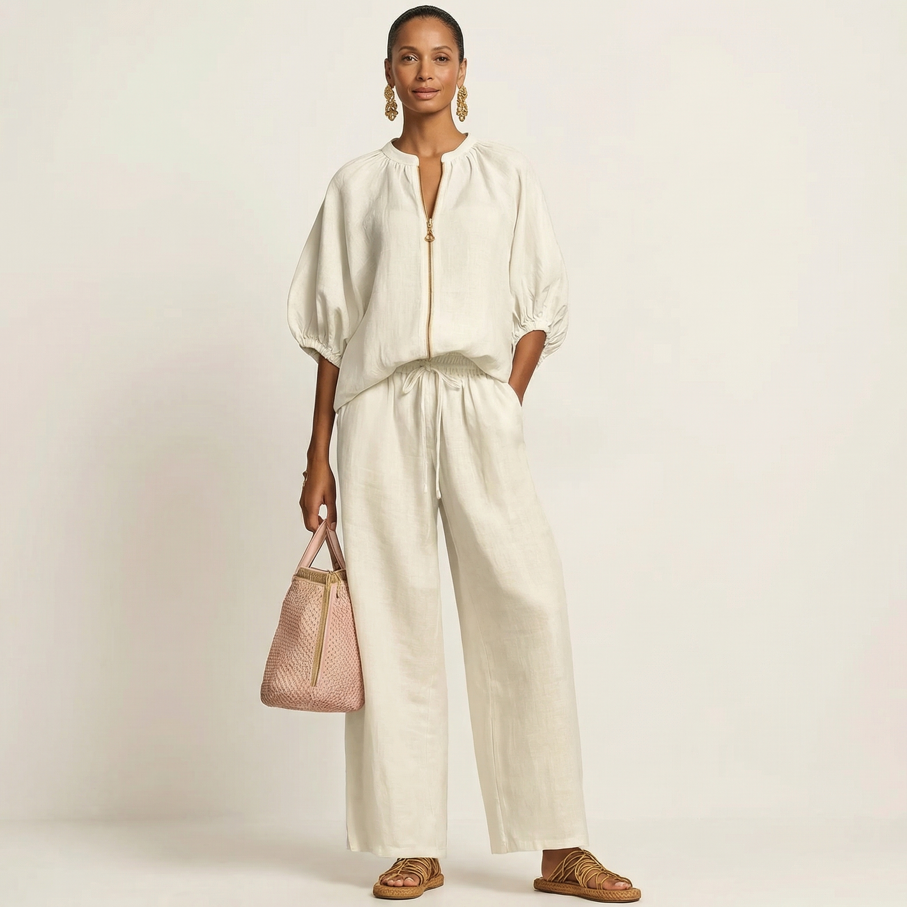 Marlowe | Zipper Front Puff Sleeve Set