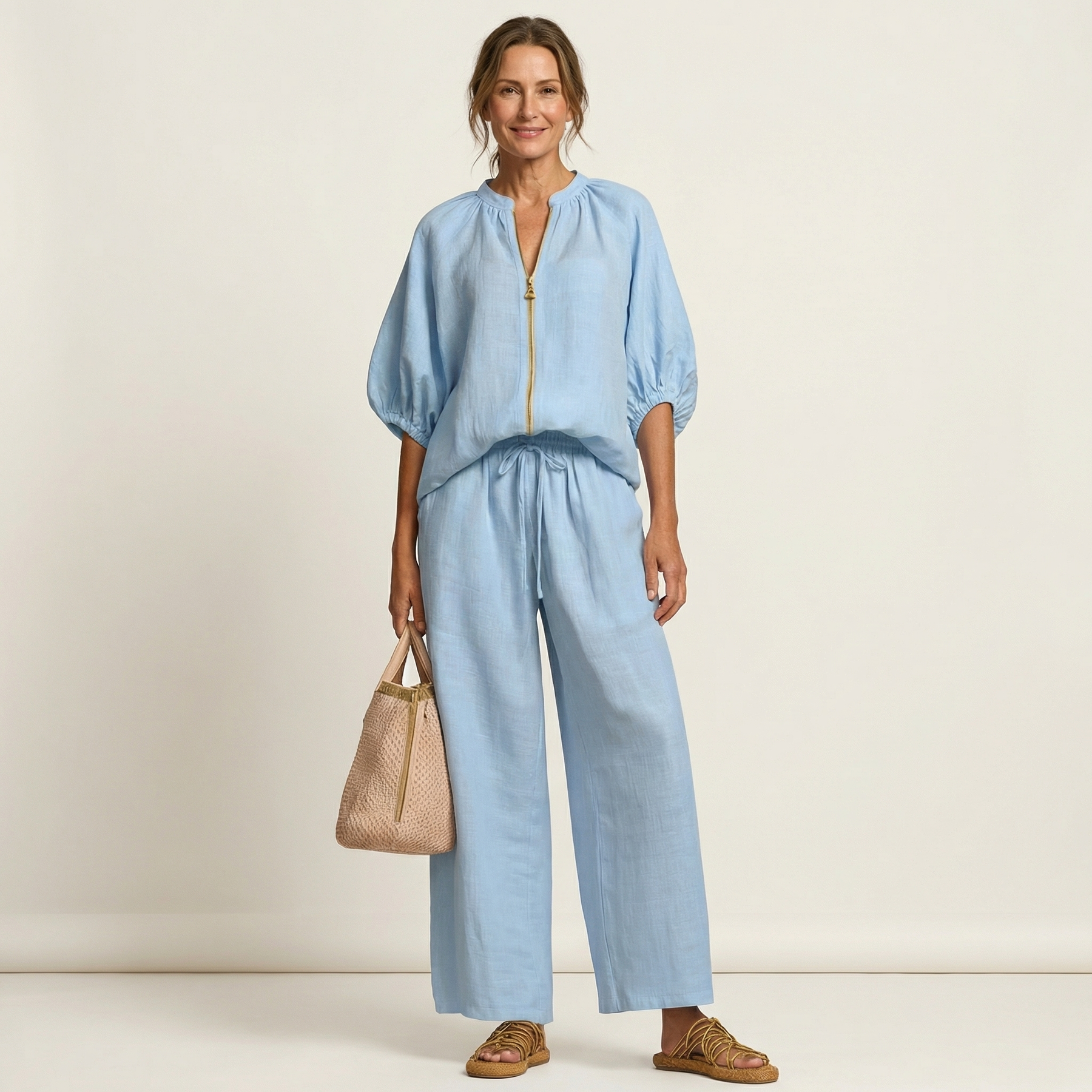Marlowe | Zipper Front Puff Sleeve Set