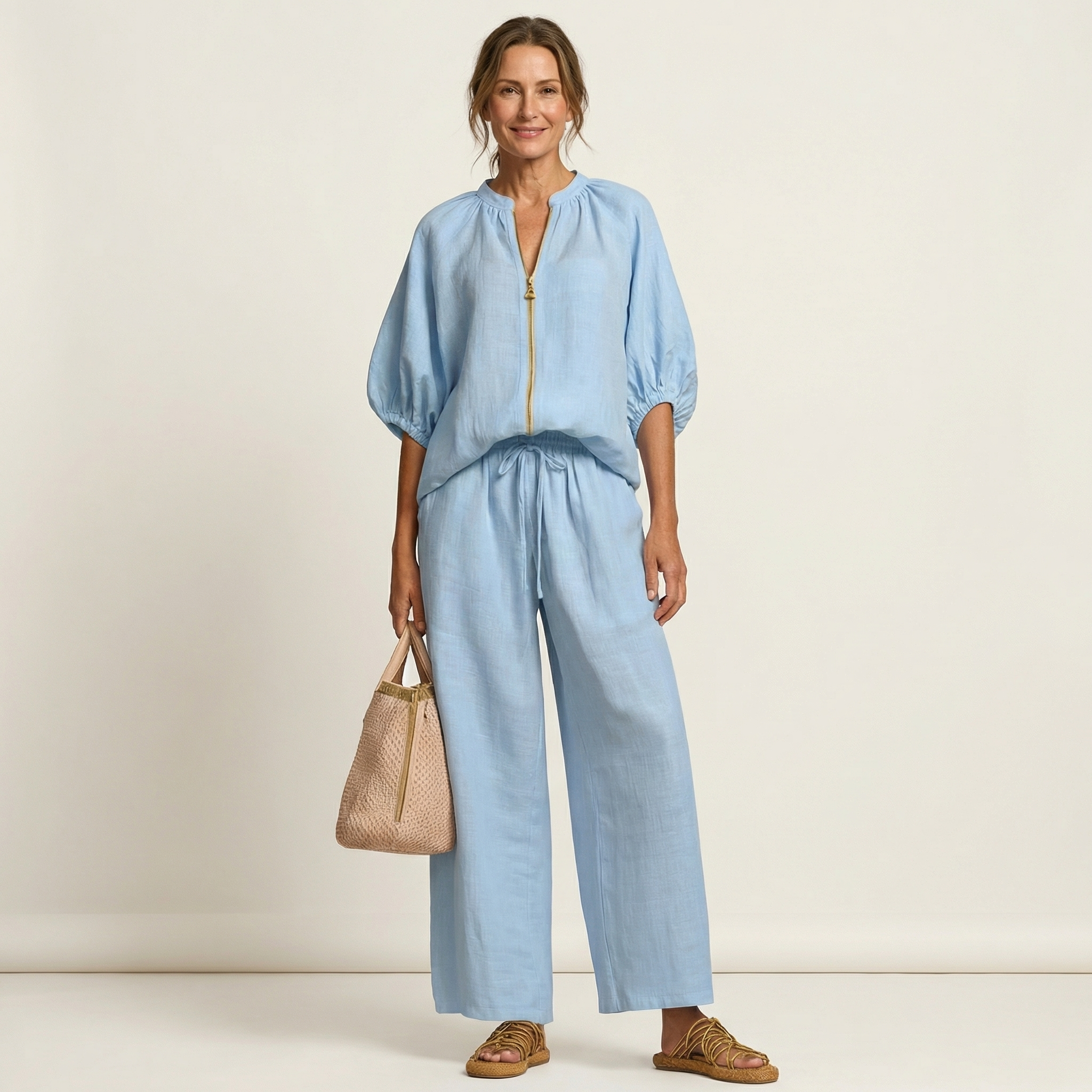 Marlowe | Zipper Front Puff Sleeve Set