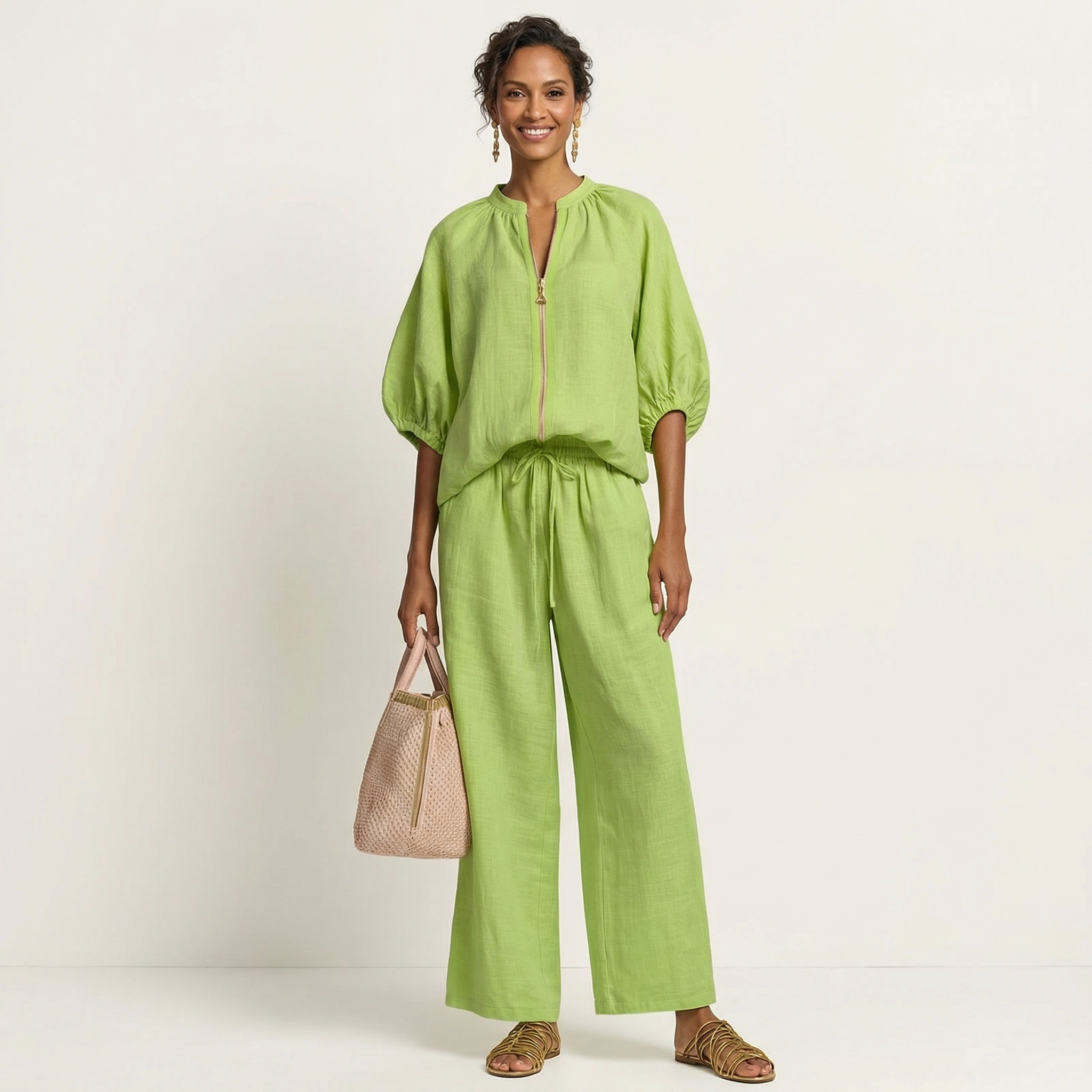 Marlowe | Zipper Front Puff Sleeve Set