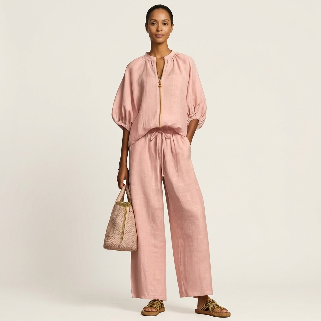 Marlowe | Zipper Front Puff Sleeve Set