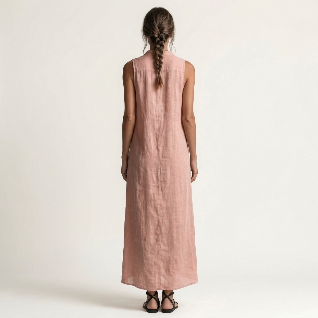 Mirabell | Hooded Button Front Sleeveless Linen Maxi Dress
