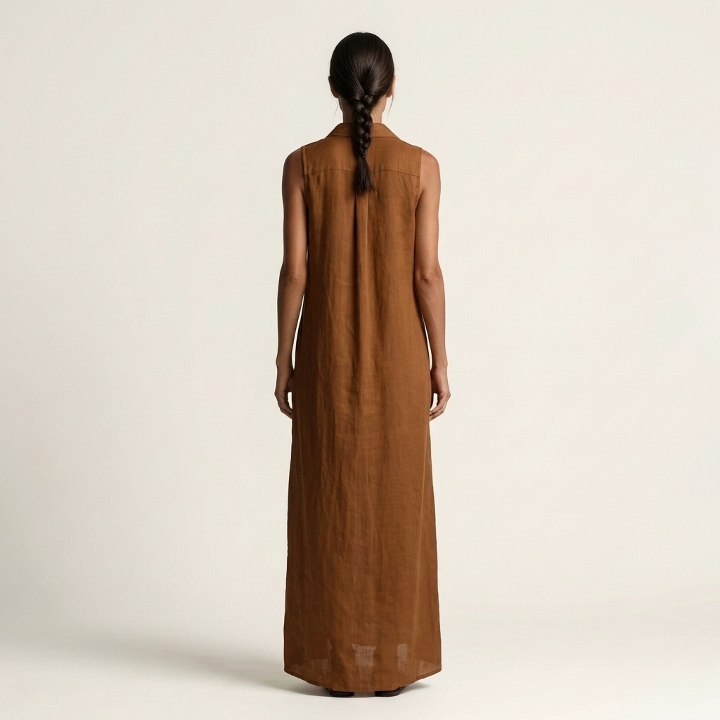 Mirabell | Hooded Button Front Sleeveless Linen Maxi Dress