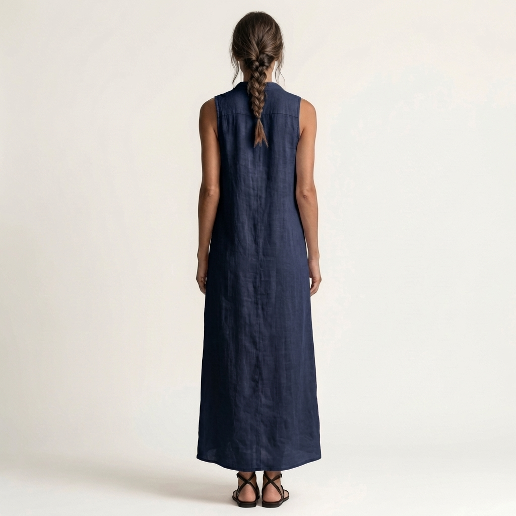 Mirabell | Hooded Button Front Sleeveless Linen Maxi Dress