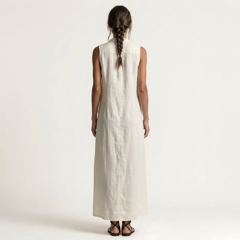 Mirabell | Hooded Button Front Sleeveless Linen Maxi Dress