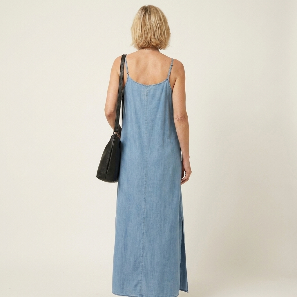 Azure | Side Split Denim Maxi Dress