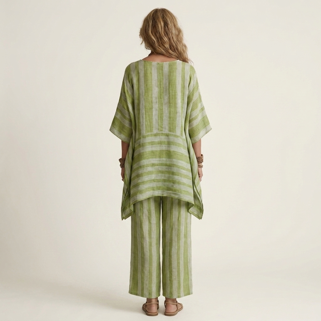 Kiara | Two Piece Striped Cotton Linen Set