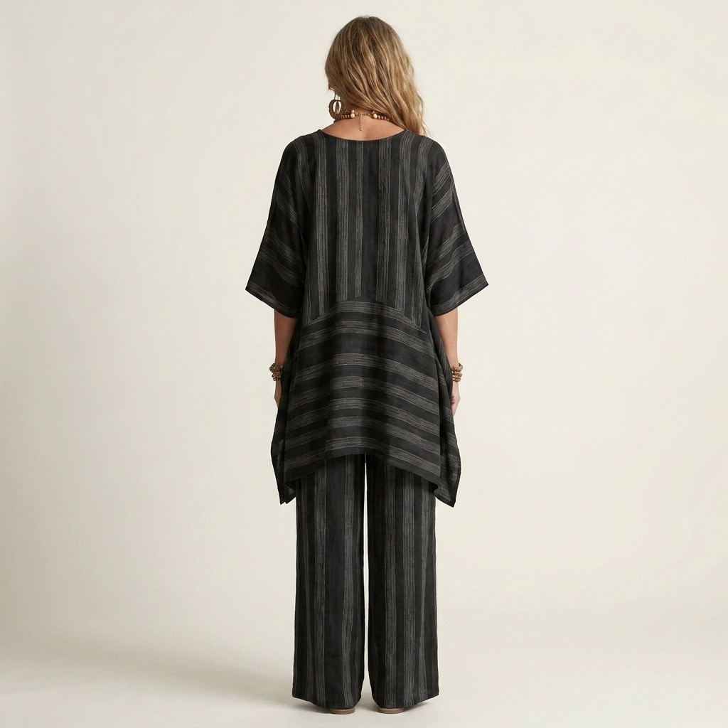 Kiara | Two Piece Striped Cotton Linen Set