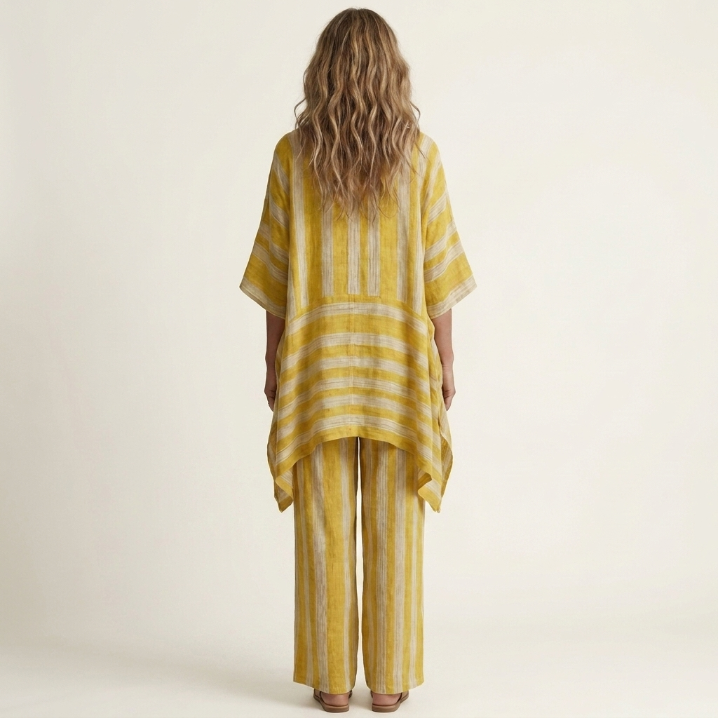 Kiara | Two Piece Striped Cotton Linen Set
