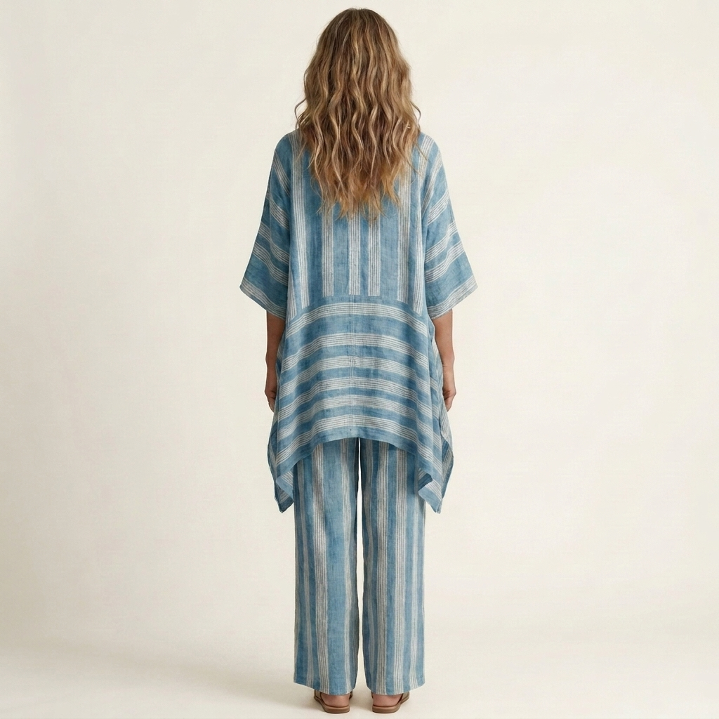 Kiara | Two Piece Striped Cotton Linen Set