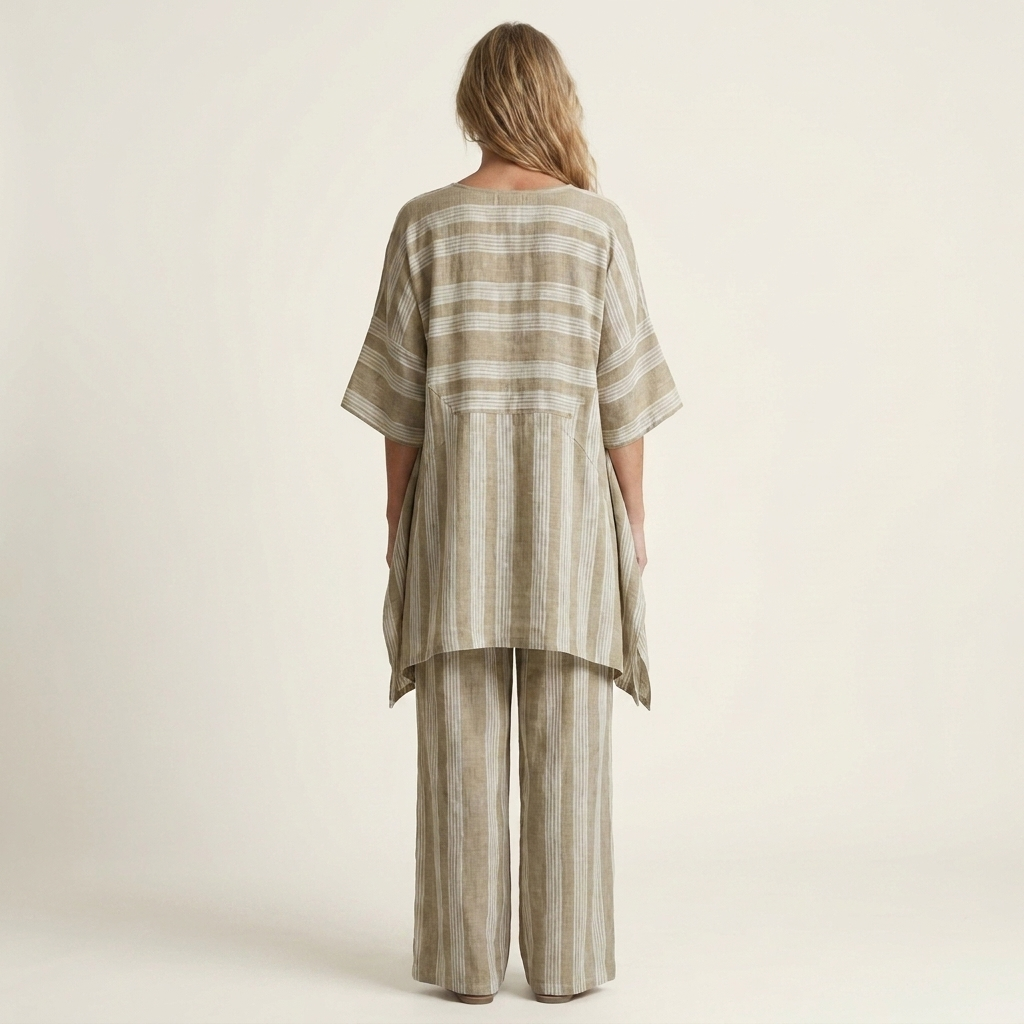 Kiara | Two Piece Striped Cotton Linen Set