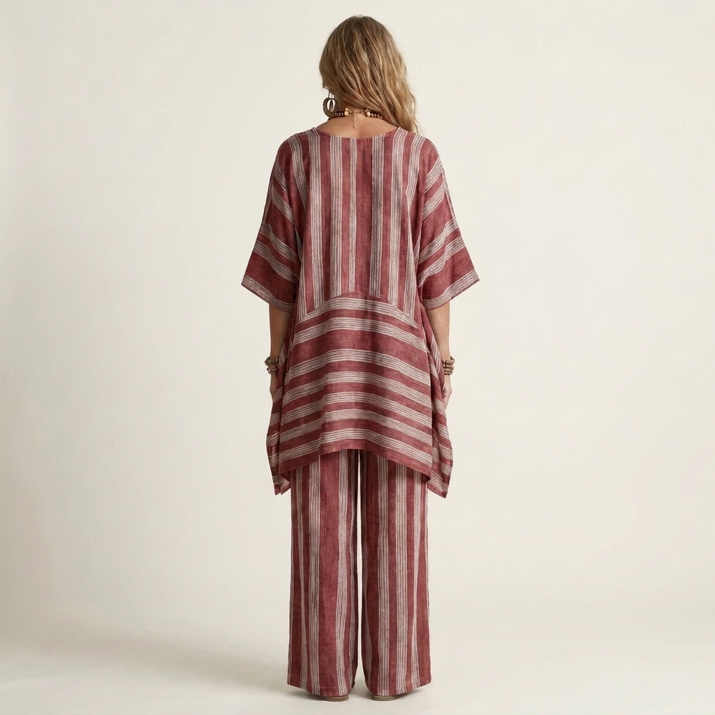 Kiara | Two Piece Striped Cotton Linen Set