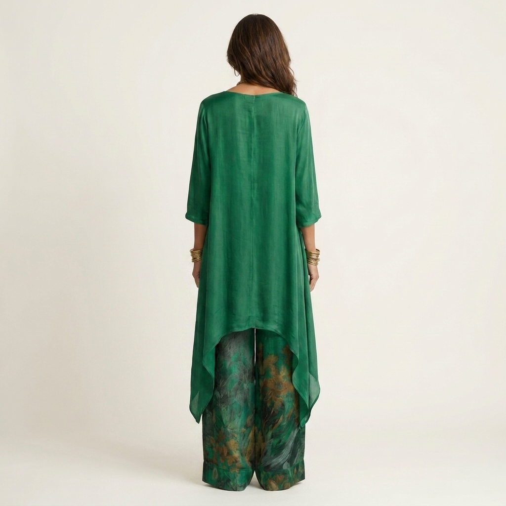 Cariola | Cotton Silk Two Piece Set With Asymmetric Tunic