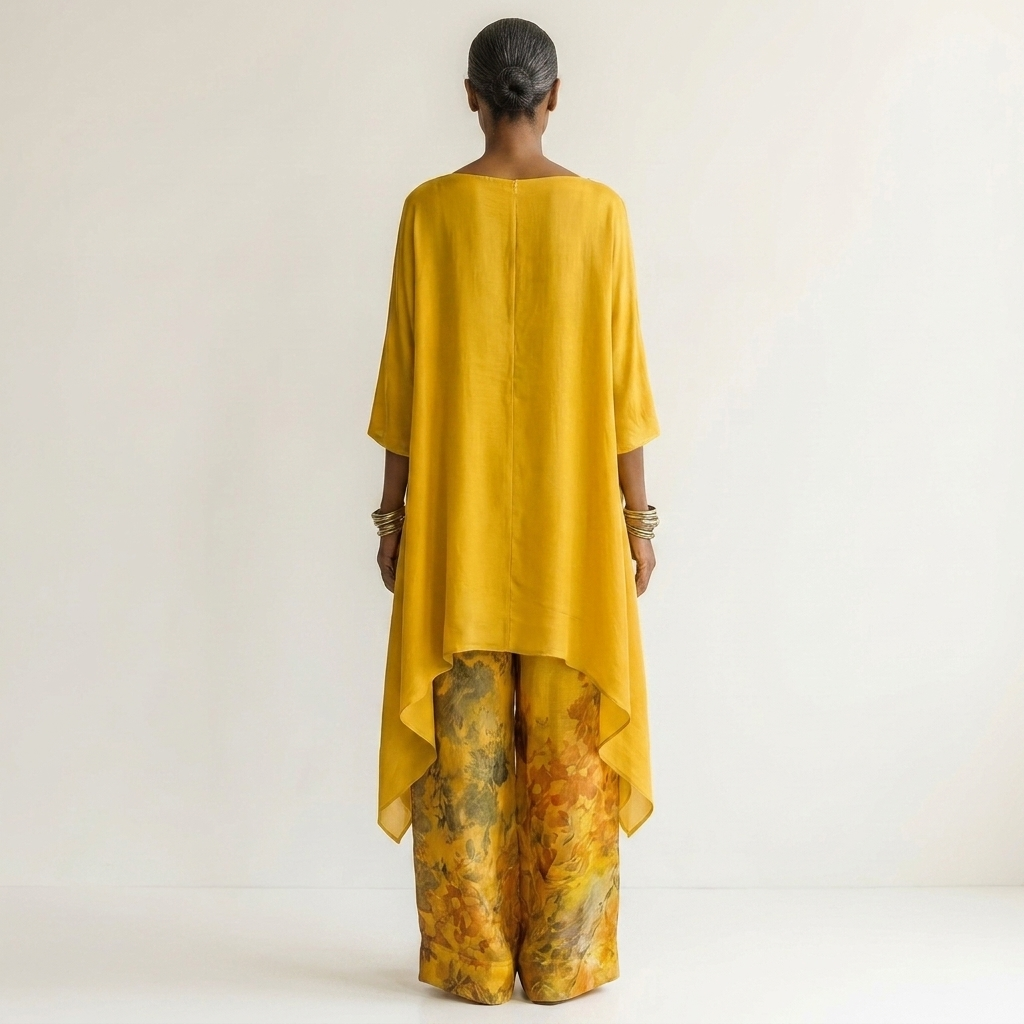 Cariola | Cotton Silk Two Piece Set With Asymmetric Tunic