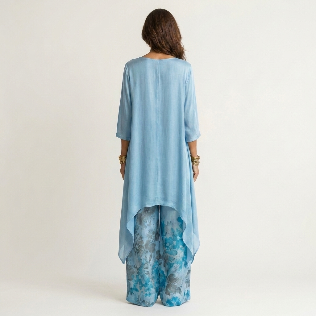 Cariola | Cotton Silk Two Piece Set With Asymmetric Tunic
