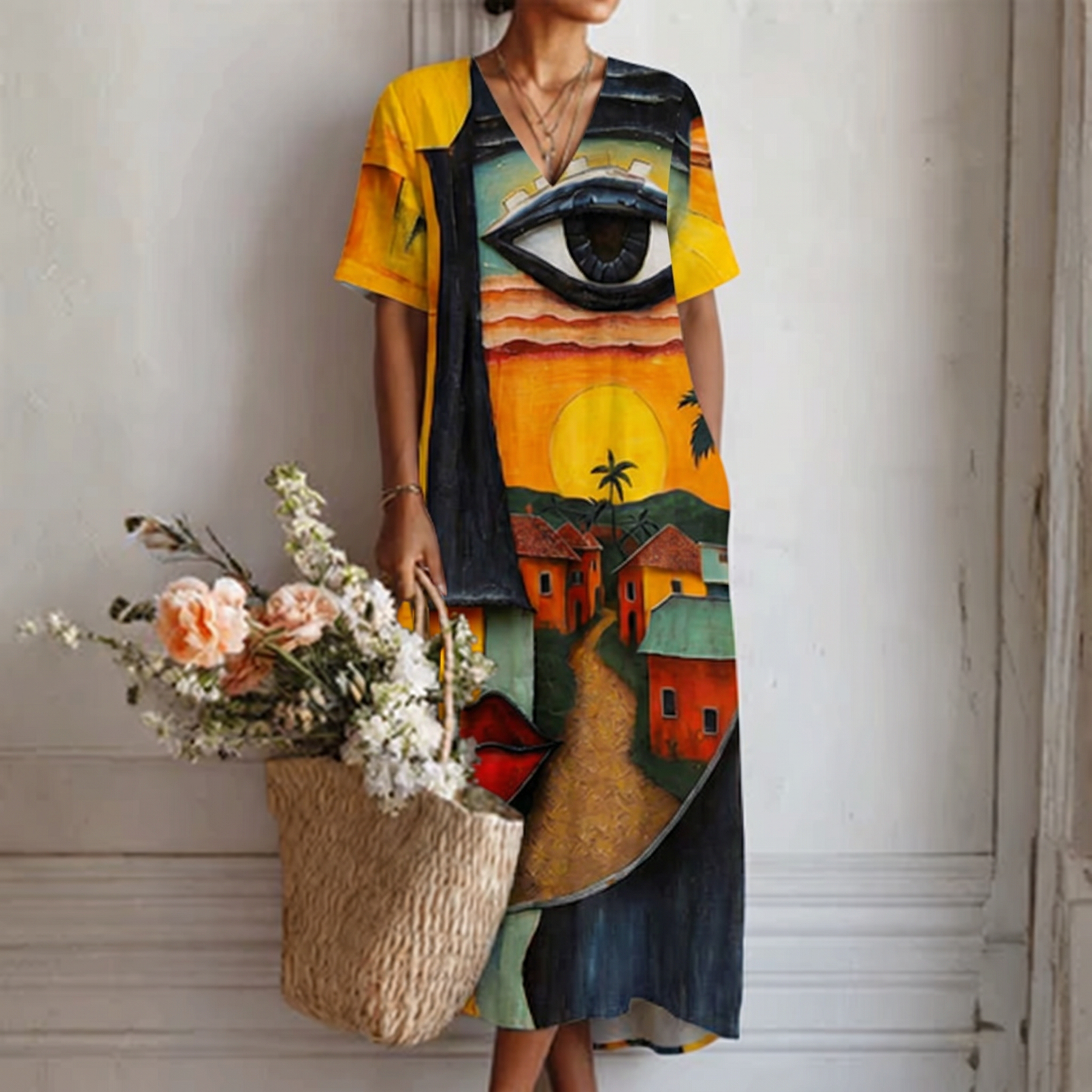 Loretta | Artful Print Midi Dress