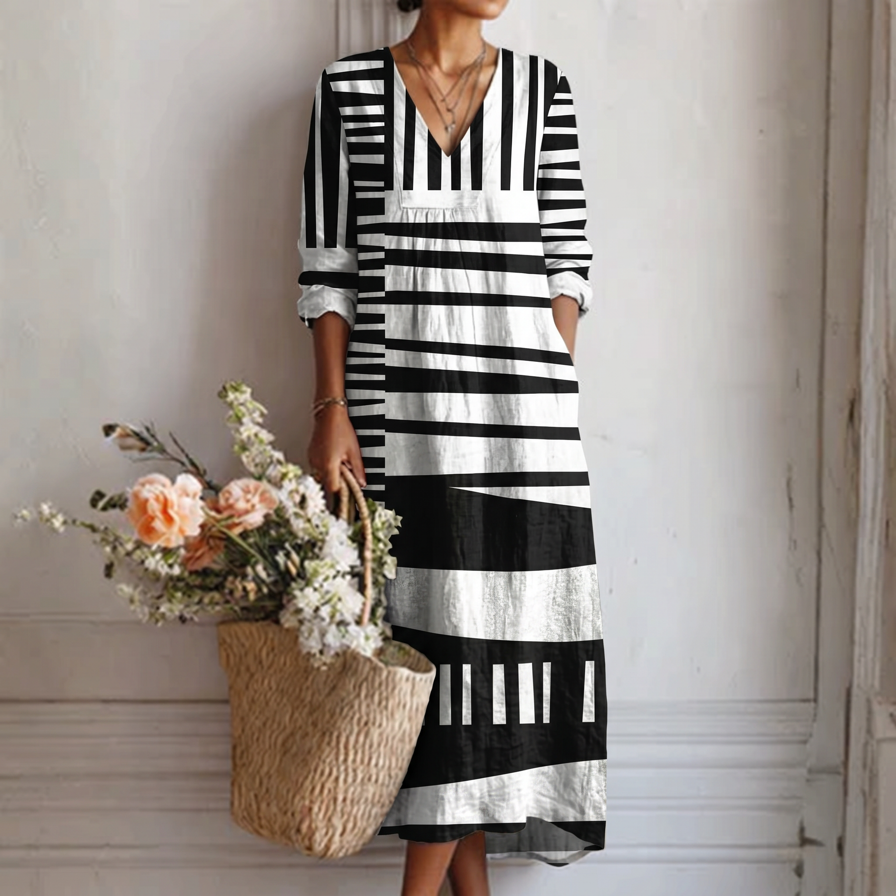 Noreen | Bold Striped Midi Dress