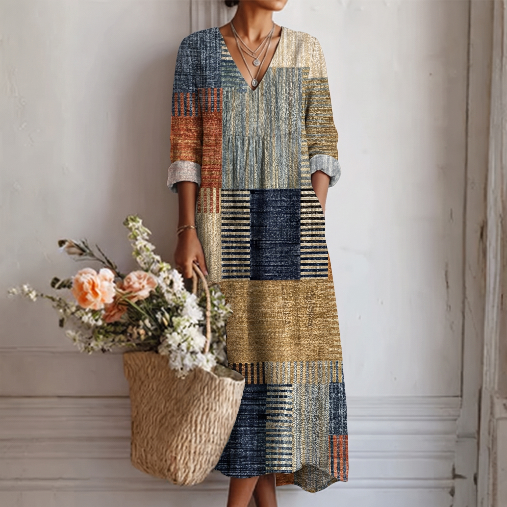 Freda | Abstract Print Midi Dress