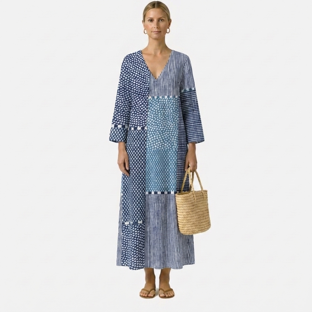 Sofia | Mixed Print Midi Dress