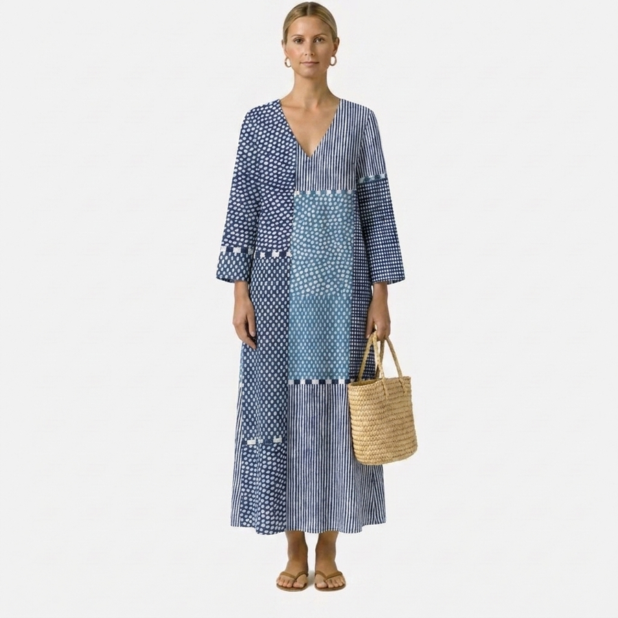 Sofia | Mixed Print Midi Dress