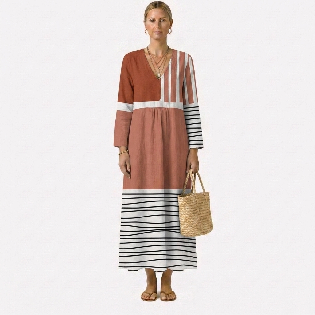 Linnea | Relaxed Colour Block Midi Dress