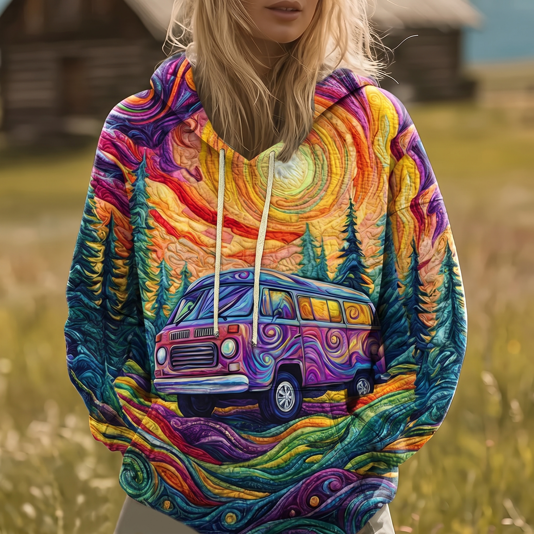 Vaneska | Sunburst Print Y2K Hoodie