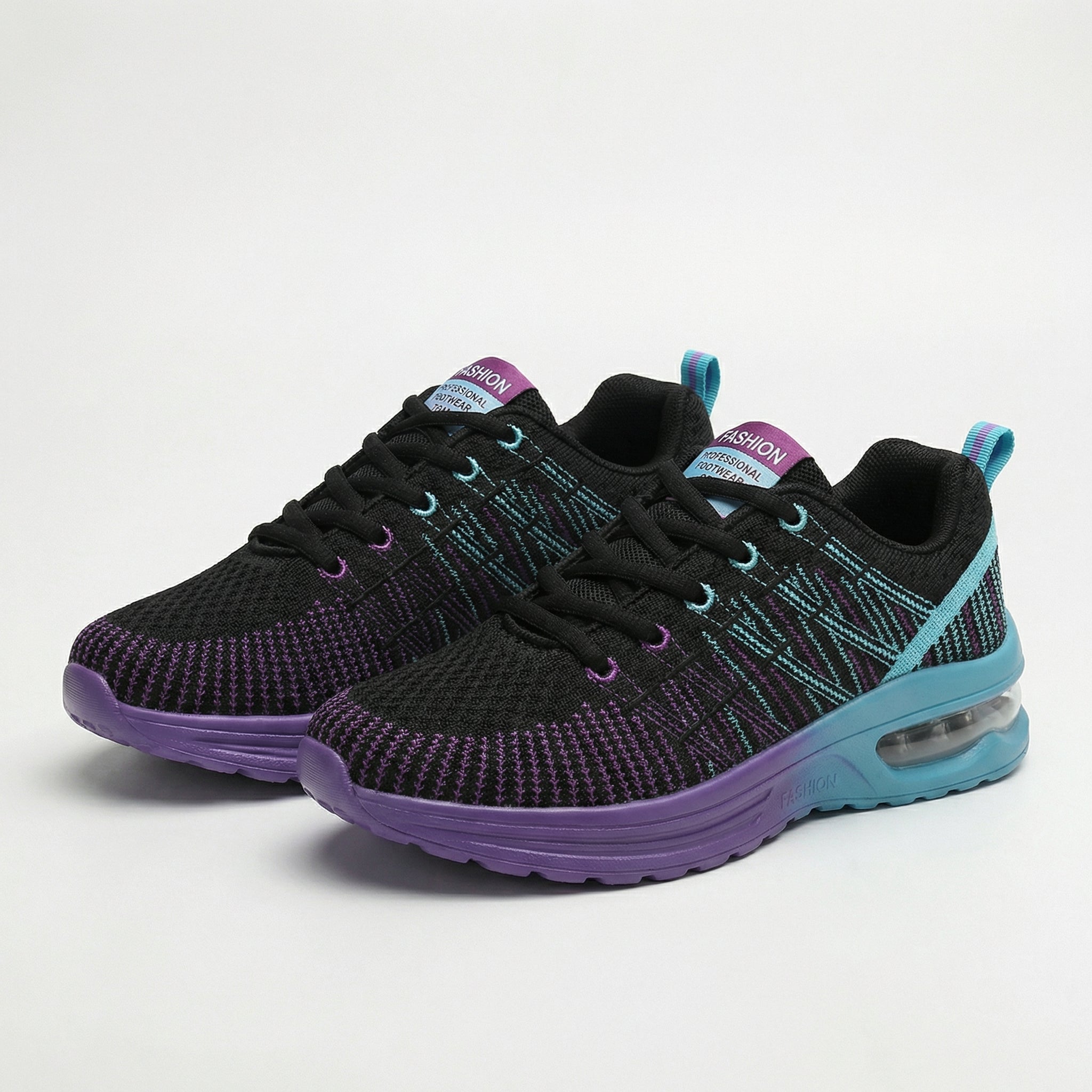 Zoey | Cushioned Shoes in Black and Purple