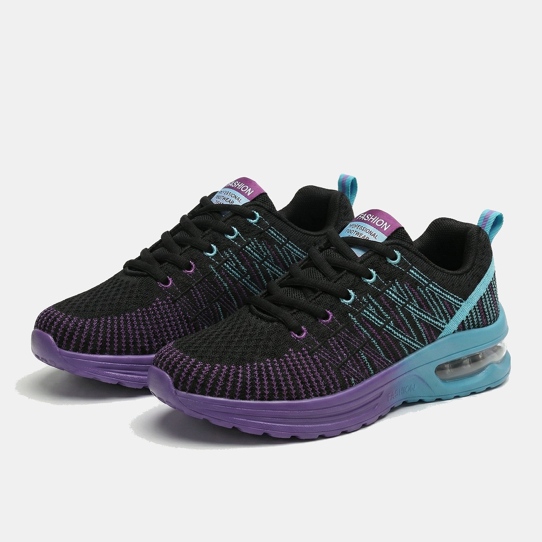 Zoey | Cushioned Shoes in Black and Purple